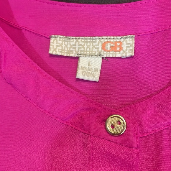 Gianni Binni Hot Pink Button down flowy blouse,pleated front and back,Large - Picture 6 of 11